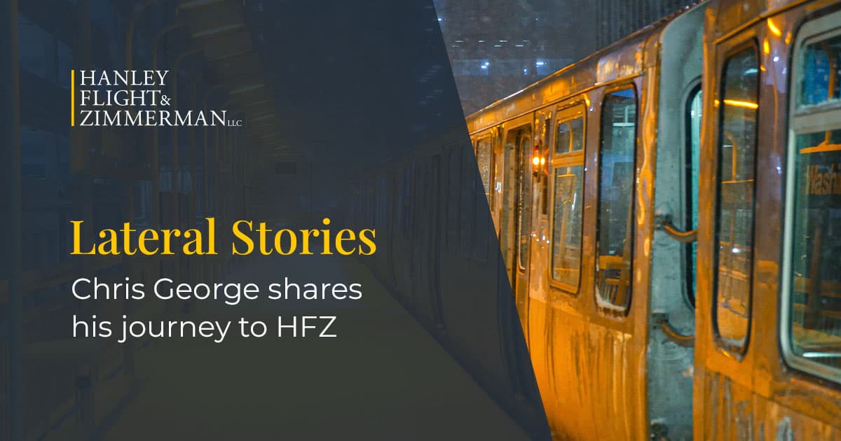 image of chicago train with graphic overlay of lateral stories blog post at hanley flight & zimmerman